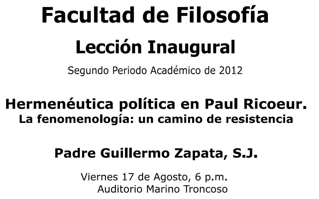 Lección Inaugural Viernes 17 de Agosto 2012
